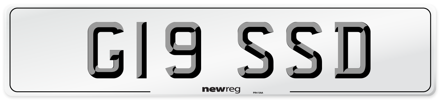 G19 SSD Number Plate from New Reg